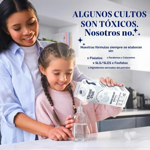 Vista 5 de Cleancult Repuesto líquido de jabón para platos (32 onzas, 1 unidad) – Poder de limpieza a base de plantas – Jabón para platos que corta la grasa