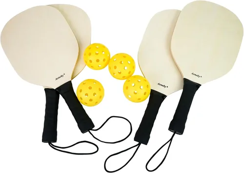 Vista 9 de Aoneky Juego de paletas de pickleball de madera para interiores o exteriores