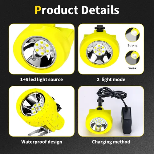 Vista 6 de Superbright - Lámpara de minería de luz blanca, luces de caza, faros delanteros, recargable, impermeable, a prueba de explosiones, luz para mineros