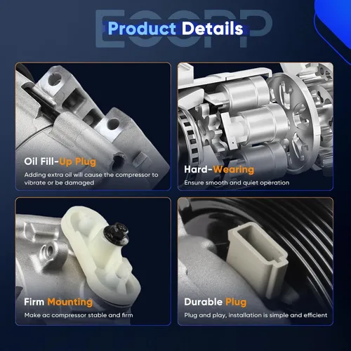 Vista 4 de ECCPP Compresor de CA 2002-2007 para Ford para F-150 para F-250 para F-350 para F-450 para F-550 Super Duty AC Compresor con embrague