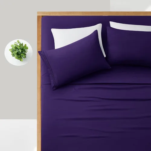 Vista 50 de Manyshofu Juego de sábanas de tamaño individual con bolsillos extra profundos, sábanas y fundas de almohada de 1800 hilos de lujo para hotel, juego