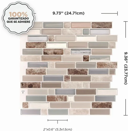 Vista 3 de SMART TILES Protector contra salpicaduras despegar y pegar - 5 hojas de 9.36" x 9.73" - Azulejo adhesivo 3D despegar y pegar para protector contra