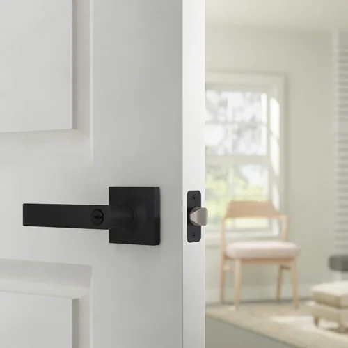 Vista 7 de Amazon Basics - Palanca de puerta contemporánea, modelo Stamford, entrada, color negro mate, paquete de 1