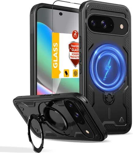 Vista 111 de Funda magnética para Google Pixel 9A compatible con cargador inalámbrico MagSafe, para Pixel 9A, funda de teléfono integrada de 360 °, con 2