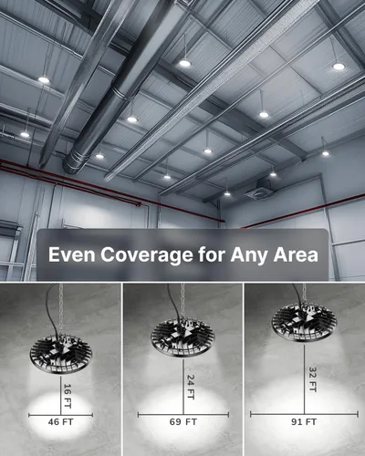 Vista 7 de Sunco - Paquete de 10 luces LED UFO de alta bahía, 150 W, 19500 lúmenes, 5000 K, luces comerciales ultra brillantes para almacén, fábrica, taller