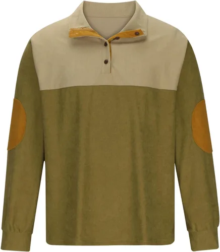 Vista 3 de Comigeewa Hombre Patchwork Jersey Manga Larga Sudadera Cuello Alto Botón Blusa Sudaderas Otoño Invierno Ropa Deportiva