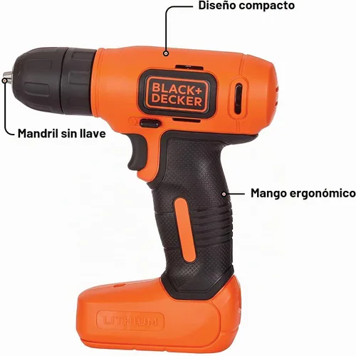 Vista 2 de BLACK+DECKER 8V MAX Taladro inalámbrico + Kit de proyecto para decoración del hogar de 43 piezas (BDCD8HDPK)