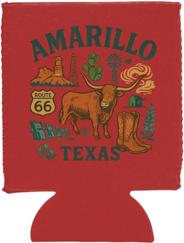 Vista 4 de Amarillo Texas Keepsake Souvenir Neoprene Can Hugger Black