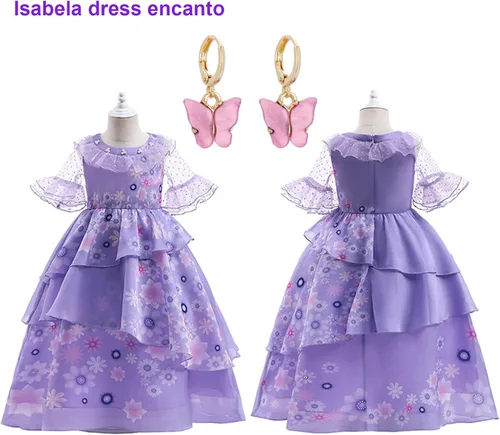 Vista 2 de Vestido de disfraz de Mirabel para niñas, disfraz de princesa Isabela Madrigal, tutú para Halloween, fiesta de cumpleaños