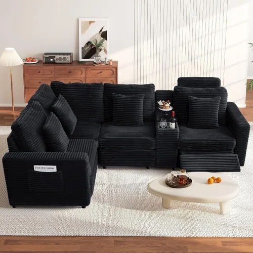 Vista 8 de RARZOE Sofá modular modular sin brazos, sofá modular, 2 sillas sin brazos, asientos de módulo medio para sala de estar, sofá modular seccional