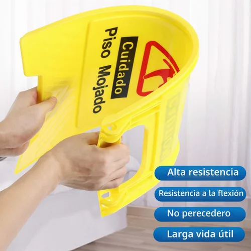 Vista 7 de CERLMLAND Señal de precaución mojada para piso, plegable, resistente, bilingüe de doble cara, letreros de advertencia de seguridad para uso