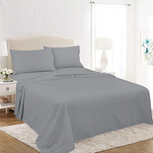 Vista 8 de ROYALE LINENS Soft Home - Juego de sábanas de percal cepillado ultrasuave, 100% algodón, 4 piezas, tamaño Queen, color blanco