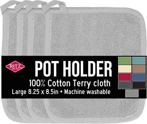 Vista 14 de RITZ Guante de olla y protector térmico de rizo: Resistente al calor sin igual, duradero 100% algodón – Diseñado ergonómicamente para un agarre