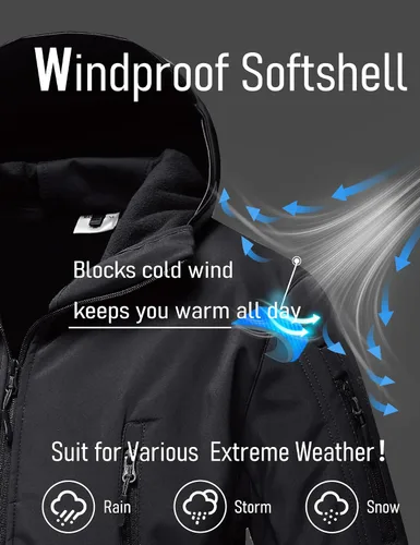Vista 5 de MAGCOMSEN - Chaqueta táctica con capucha para hombre, impermeable, suave, abrigo de invierno