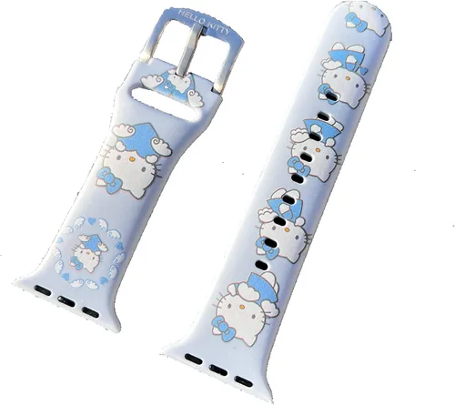 Vista 14 de Correa de silicona para Apple Watch de Hello Kitty para 38/40/1.614 in para Series 7/6/5/4/3/2/1/SE