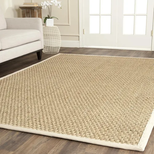 Vista 86 de SAFAVIEH Natural Fiber Collection NF114A - Alfombra de pasillo de hierba marina con patrón de tejido de cesta y borde, de 2 pies 6 pulgadas x 16