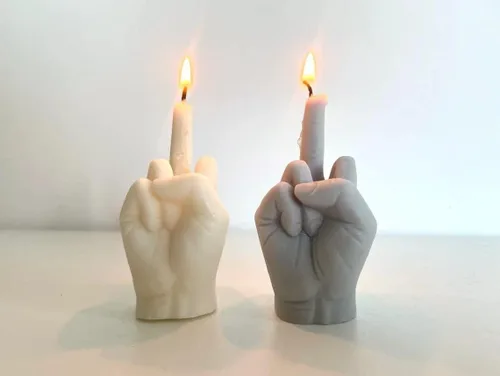 Vista 6 de Middle Finger Candle, Homemade soy candle, Hand Fuck Candle, Teen Room Decor Candle, Funny Aeshetic Candle, Hippie Candle (White, COCONUT)