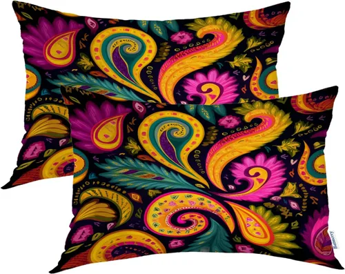 Vista 49 de Batmerry Flowers with Stems Throw Pillow Covers, Beautiful Floral Decorative Pillow Covers Digital Printing Blended for Couch Sofa Bed Invisible