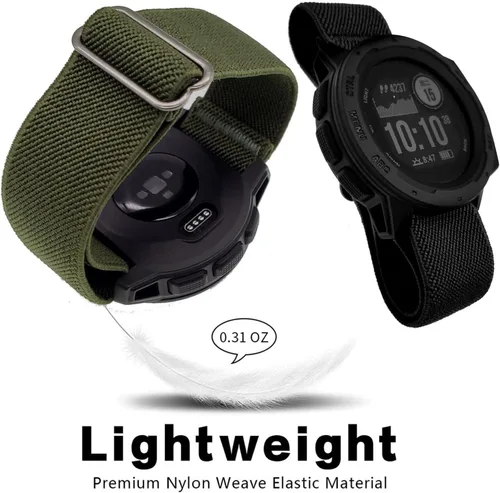 Vista 6 de Abanen Correas elásticas de reloj de 0.866 pulgadas para Garmin Instinct 3 de 1.772 pulgadas/2 Solares, correa de nailon elástico suave