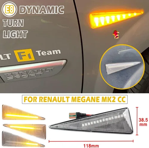 Vista 3 de Lámpara de señal de giro LED delantera para guardabarros lateral, compatible con Renault Megane MK2 CC Espace MK4 Scenic MK2 Wind Avantime Thalia 2
