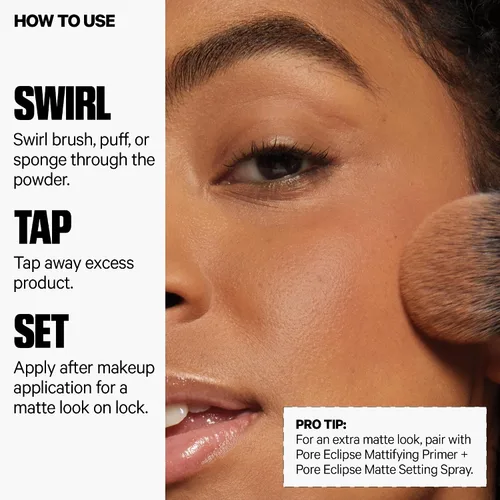 Vista 6 de Milk Makeup Pore Eclipse Matte Translucent Setting Powder – Controls Shine, Blurs Pores + Sets Makeup Up to 16 Hours – Weightless, Talc-Free Formula