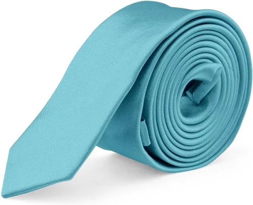 Vista 34 de Moda Di Raza Corbata de poliéster con acabado satinado angosta para hombres Verde Aqua