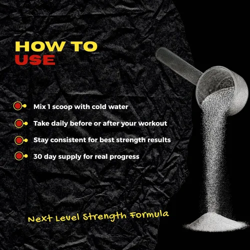 Vista 3 de Creatina para fuerza y producción de energía muscular, 0.18 oz por porción, polvo micronizado, pre-entrenamiento, salud muscular, suplemento
