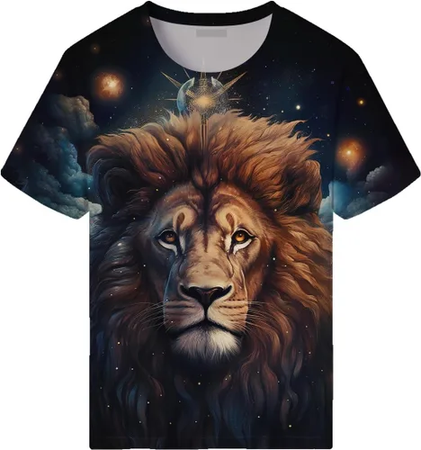 Vista 2 de Camiseta para hombre con estampado de león animal de la Vía Láctea