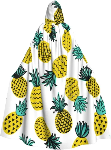 Vista 2 de Capa con capucha de bruja mágica de piña amarilla tropical capa de Navidad para cosplay para adultos