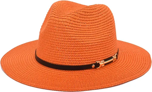 Vista 3 de Moda Primavera Verano Protector Solar Cap Pearl Accesorios Sombrero de Sol Ala Ancha Retro Jazz Top Hat Mujer Sombrero de paja