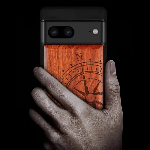 Vista 2 de Carveit Funda de madera para Pixel 7 [madera natural y TPU suave negro] a prueba de golpes, funda de madera única y elegante compatible con Google
