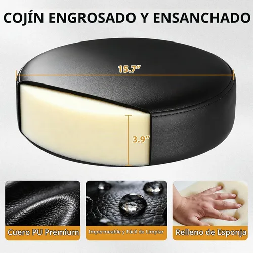Vista 5 de Nova Microdermabrasion Taburete giratorio con ruedas, taburete giratorio ajustable para dibujar tatuajes, silla de oficina para barra de masaje Negro