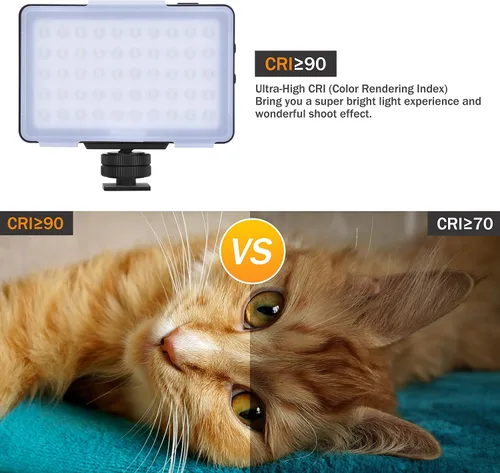 Vista 8 de Commlite CM-L50 - Luz LED de video para cámara, 50 LED 5700-6000 K, regulable, mini panel de luz para smartphones y cámaras, apto para Canon, Sony