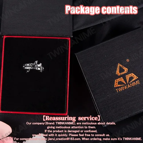 Vista 6 de TWINKANIME Anime Stuff Merch Ring Fashion Anime Jewelry Cosplay Style for Men Women Gifts Adjustable About 7-9# S925 Sterling Silver