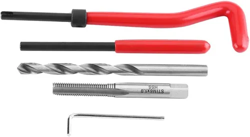 Vista 3 de Kits de reparación de rosca helicoidal de 25 piezas para reparación automática, insertos de rosca de acero inoxidable M6 x 0.039 x 0.315 in