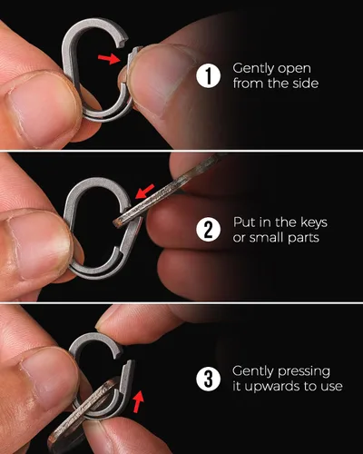 Vista 3 de FEGVE Key Ring, Titanium Side Pushing Key Rings Keychain Rings Small Split Keyrings for Men