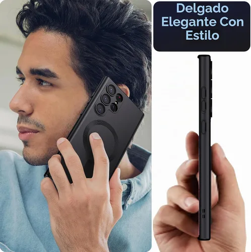 Vista 6 de MAKAVO Funda Mate para Samsung Galaxy S22 Ultra Case, Compatible con MagSafe, Cubierta Magnética Delgada y Fina con Protector de Lente de Cámara