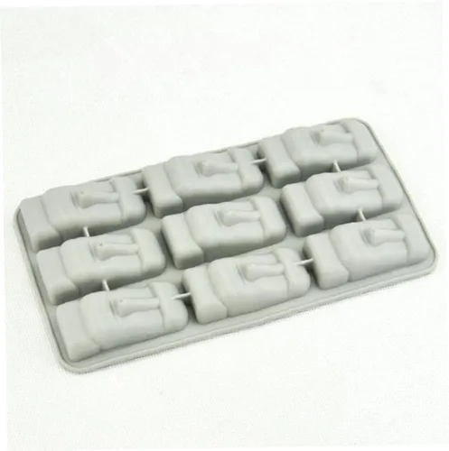 Vista 4 de Isla de Pascua Estatuas de Piedra Bandeja de Hielo Cubos Diy Molde Verano Mini Molde de Pastel de Silicona