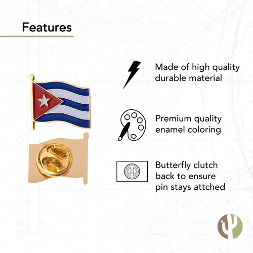 Vista 3 de Cuba - Pin de solapa esmaltado para el país, hecho de metal, sombrero de recuerdo para hombres y mujeres, patriótico cubano