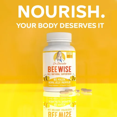 Vista 4 de Dr. Danielle's Bee Well (jalea real 0.05 oz, propóleo 0.035 oz, polen de abeja 0.026 oz) en 4 cápsulas diarias