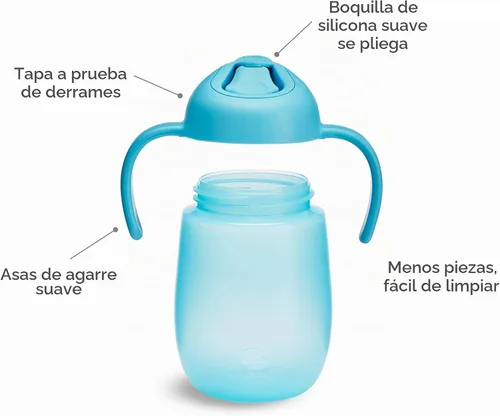 Vista 3 de Munchkin Simple Clean - Vaso para beber para niños de 6 meses, asas de transición, vaso a prueba de derrames para bebés y niños pequeños de 6 meses