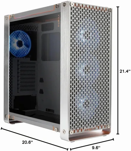 Vista 9 de InWin Dubili - Chasis para juegos de torre completa (serie iBuildiShare) con ventilador ARGB preinstalado x 4 (gris titanio)