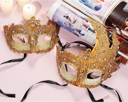 Vista 3 de YU FENG 2 máscaras venecianas para fiesta de baile de máscaras, disfraces, accesorios de fiesta