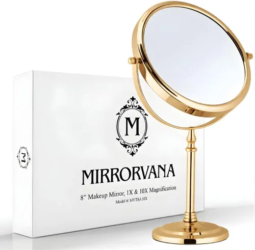 Vista 9 de Mirrorvana - Espejo de maquillaje de doble cara, 8 pulgadas, con aumento de 1X y 10X