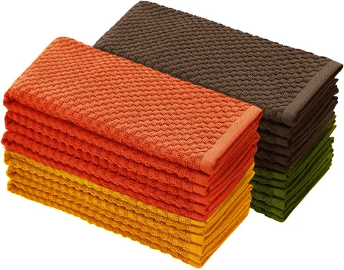 Vista 10 de COTTON CRAFT - Juego increíble de toallas de cocina - Juego de 8 toallas de rizo - 100% algodón Euro Café con textura gofré - Toalla de cocina Beige