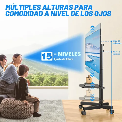 Vista 4 de Rfiver Soporte de TV rodante con estante para laptop, soporte de TV móvil con ruedas mejoradas para televisores de 32 a 75 pulgadas, carrito de TV