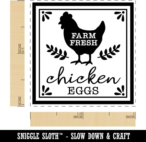 Vista 2 de Farm Fresh - Huevos de gallina para etiquetas de cartón, sello de goma autoentintado, sello de tinta – 1 pulgada pequeño – tinta negra