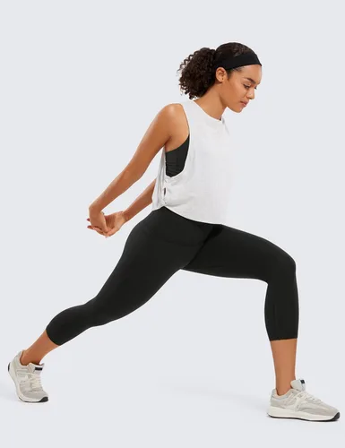 Vista 3 de CRZ YOGA Butterluxe - Leggings capri de entrenamiento con bolsillos de 21 pulgadas, cintura alta, gimnasio, atletismo, para mujer