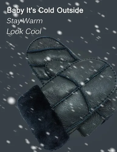 Vista 2 de YISEVEN Manoplas de piel de oveja de invierno para hombre