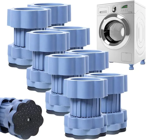 Vista 8 de Almohadilla de elevación universal para base de lavadora, almohadillas elevadoras antivibración para lavadora, soporte de nivelación ajustable